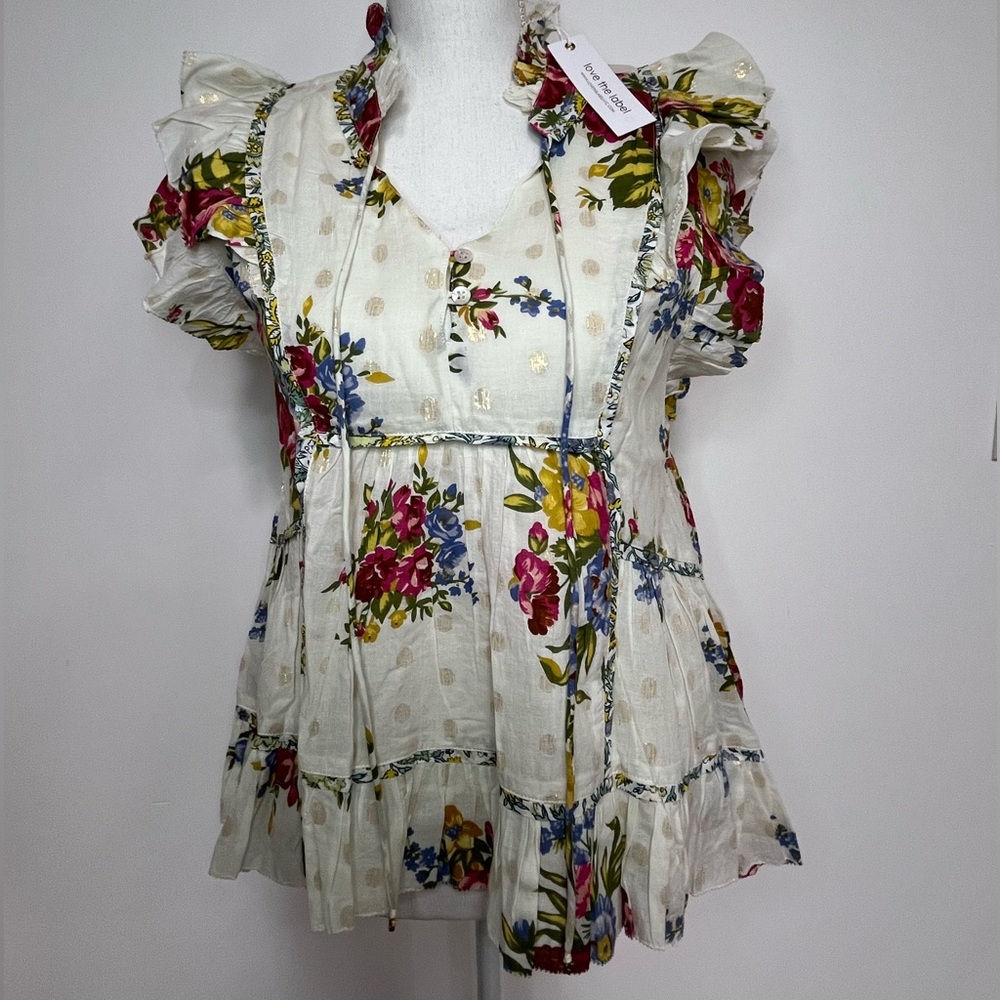 NWT Anthropologie Love the Label Helena Ivory Top size M